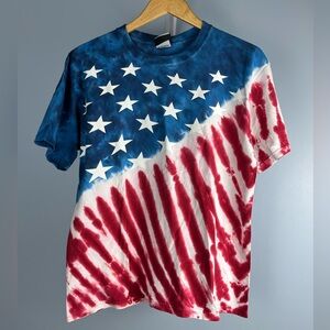 Vintage Liquid Blue American Flag tie dye tee